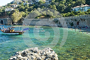 Boat near exotic shore