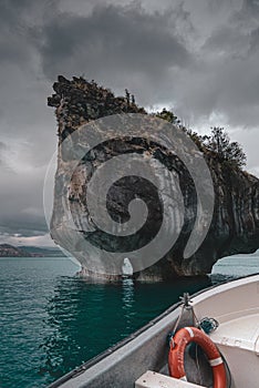 On a boat near marble caves in Patagonia, Chile.