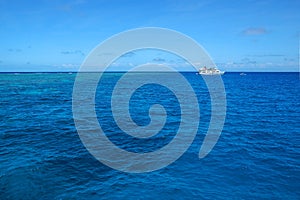 Boat in the ocean in Great Barrier Reef