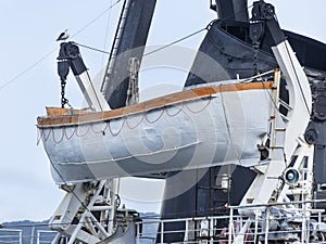 The boat onboard the ship