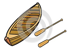 Boat with Paddle Illustration