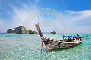 Boat on paradise beach in Thailand