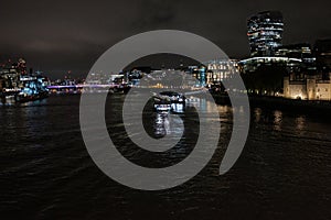 A boat passing throw, river themes, Central London, Uk