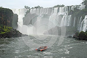 Boat with people in Iguazu waterfalls - Argentina