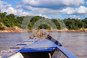Boat in the peruvian rainforrest