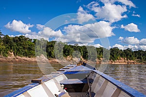 Boat in the peruvian rainforrest