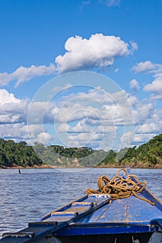 Boat in the peruvian rainforrest