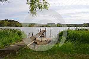 Boat pier at a beautiful lake