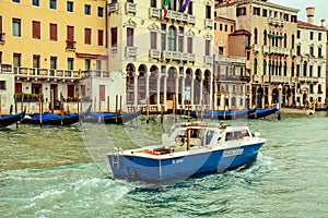 Boat police patrol, Venice, Italy.