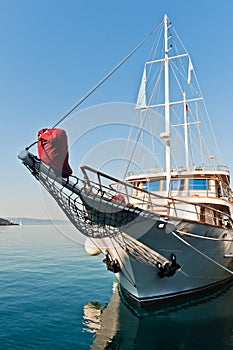 Boat in port of Makarska, Croatia