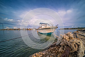 Boat in port near Tsilivi beach photo