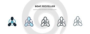 Boat propeller icon in different style vector illustration. two colored and black boat propeller vector icons designed in filled,