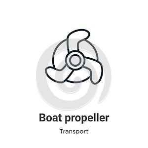 Boat propeller outline vector icon. Thin line black boat propeller icon, flat vector simple element illustration from editable