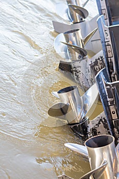 Boat propeller in the river