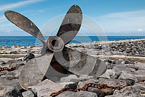 Boat propeller used as a statue, Povoacao
