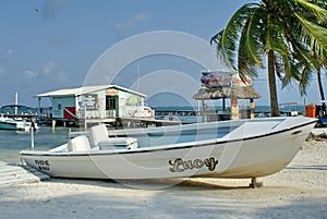 Boat pulled up on the beach