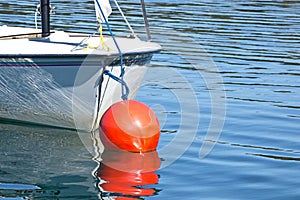 Boat and Red Buoy Lake Reflection