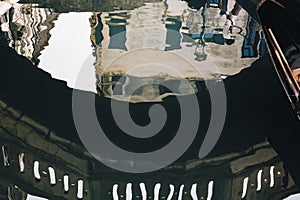 Boat reflected in the water, Venice