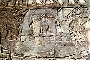 Boat relief at Angkor Wat