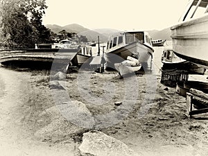 The boat repair at Lagoa Florianopolis