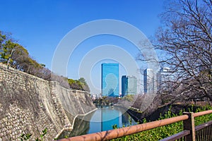 Boat ride around moat for sightseeing the Osaka Castle one of most famous landmarks of Japan