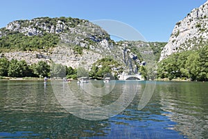 Boat ride on esparron lake, France