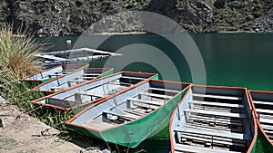 Boat rides on Lake Huallhua located in Huancaya south of Lima - Peru. photo