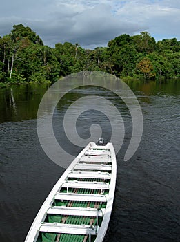 Boat on Rio Negro, Brazil photo