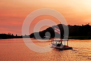 The boat on the river is another transportation.