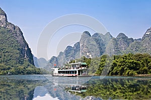 Boat on the river Li (lijang) between Guilin and Yangshuo, Guangxi