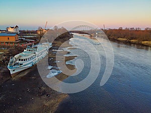 Boat, river, Moscow river, sunset