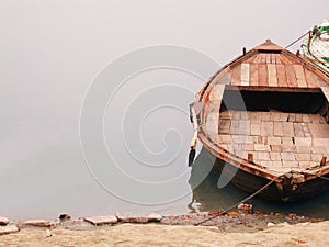 Boat on riverbank