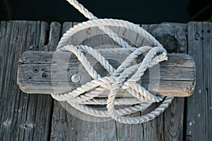 Boat rope tied to cleat