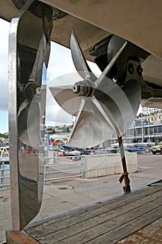 Boat rudder and propeller
