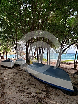 Boat's on foul bays beach in Saint Philip parish Barbados