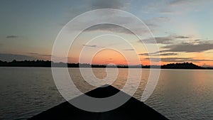 Boat safari at the sunrise in lake in Sri Lanka