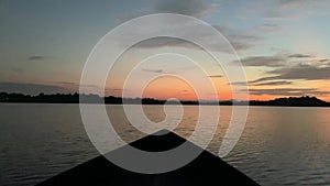 Boat safari at the sunrise in lake in Sri Lanka