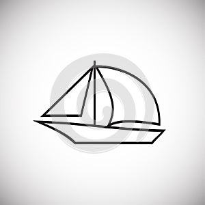 Boat with sail thin line on white background