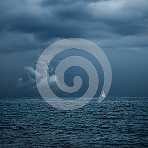 Boat Sailing in Center of Storm Formation