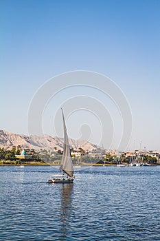 A boat sailing on Nile Rive in Egypt. photo