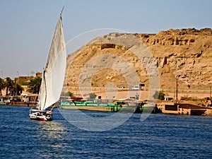 Boat sailing at Nile River. photo