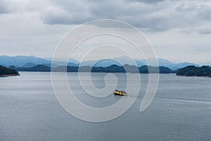 A boat sailing in the Qiandao Lake
