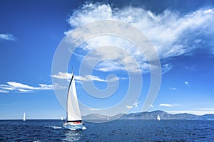 Boat in sailing regata on the Sea. Nature. photo