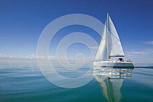 Boat in sailing regatta. Sailing yacht on the water photo