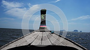 A boat sailing on the sea in Thailand. Holiday tropical landscape