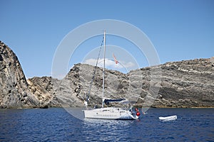 Boat sailing in Tago Mago island