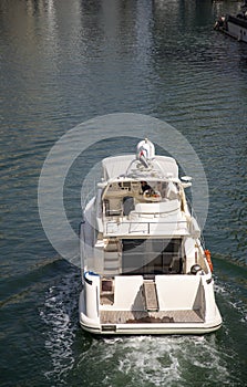 Boat sails along the canal