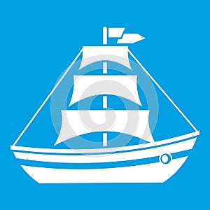 Boat with sails icon white