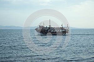 Boat sails in the sea