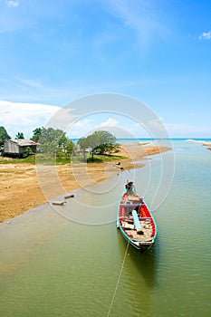 A boat on the sea